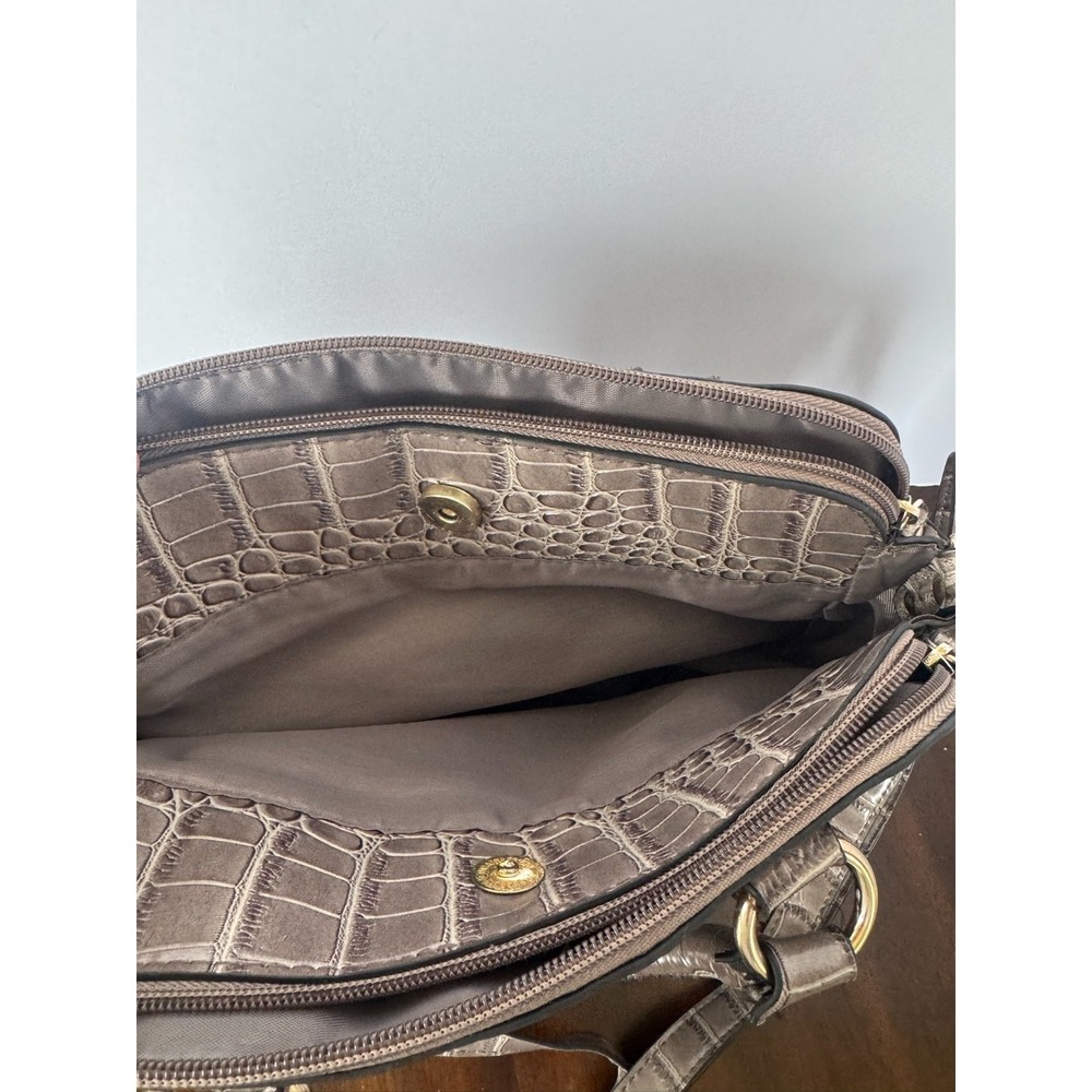 Bueno Faux Croc Embossed Satchel Handbag Brown With Crossbody‎ Strap - Picture 2 of 7